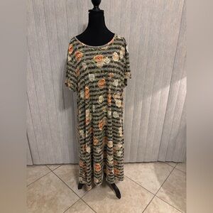 3XL LulaRoe Carly Hi Low Dress Stripes Floral